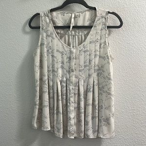 Lauren Conrad Small Cream Fox Pleated Button Front Tank Top